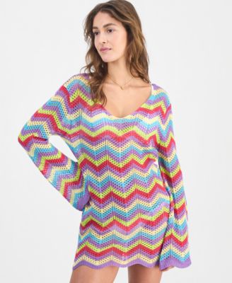 Juniors' Chevron Dress Swim Cover-Up