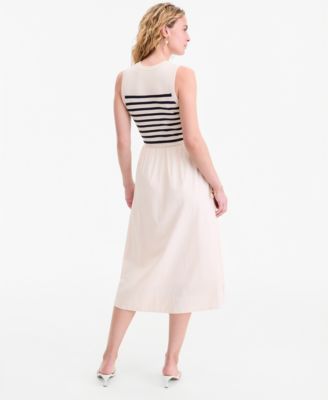 Women's Mixed-Media Sweater Midi Dress