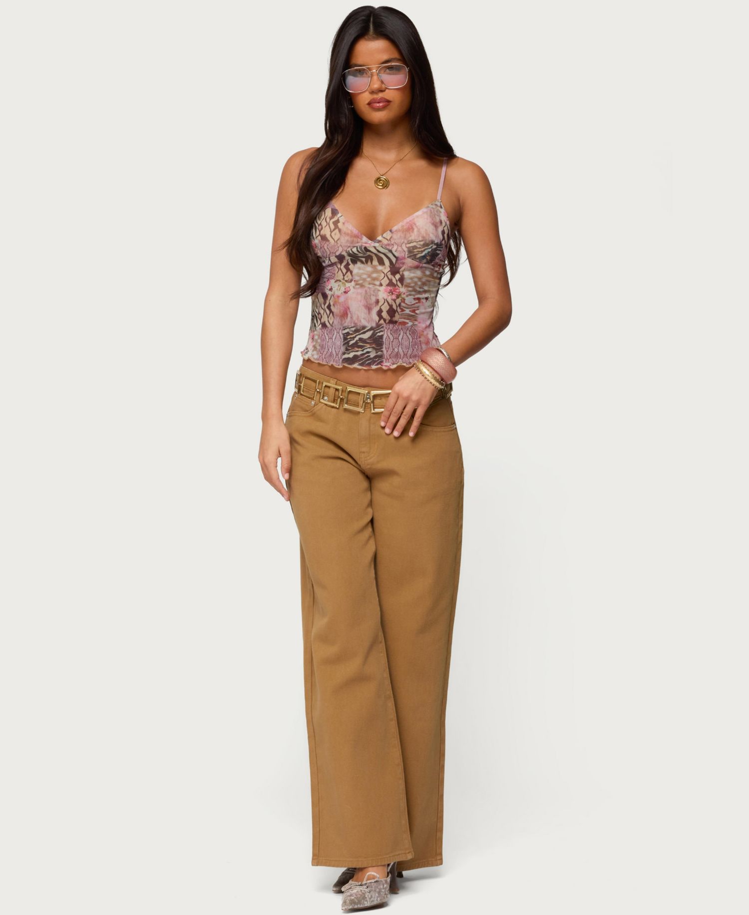 Women's Mixed Animal Print Mesh Tank Top