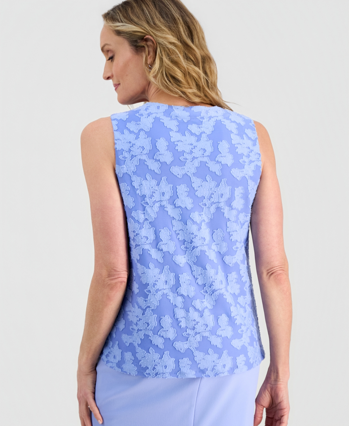 Kasper Women's Burnout Floral Sleeveless Top
