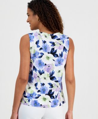 Women's Sleeveless Shirred-Neck Shell 