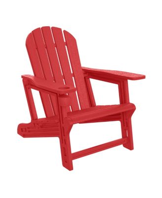 3-Piece HDPE Plastic Adirondack Chairs with 18" Square Side Table Patio Set