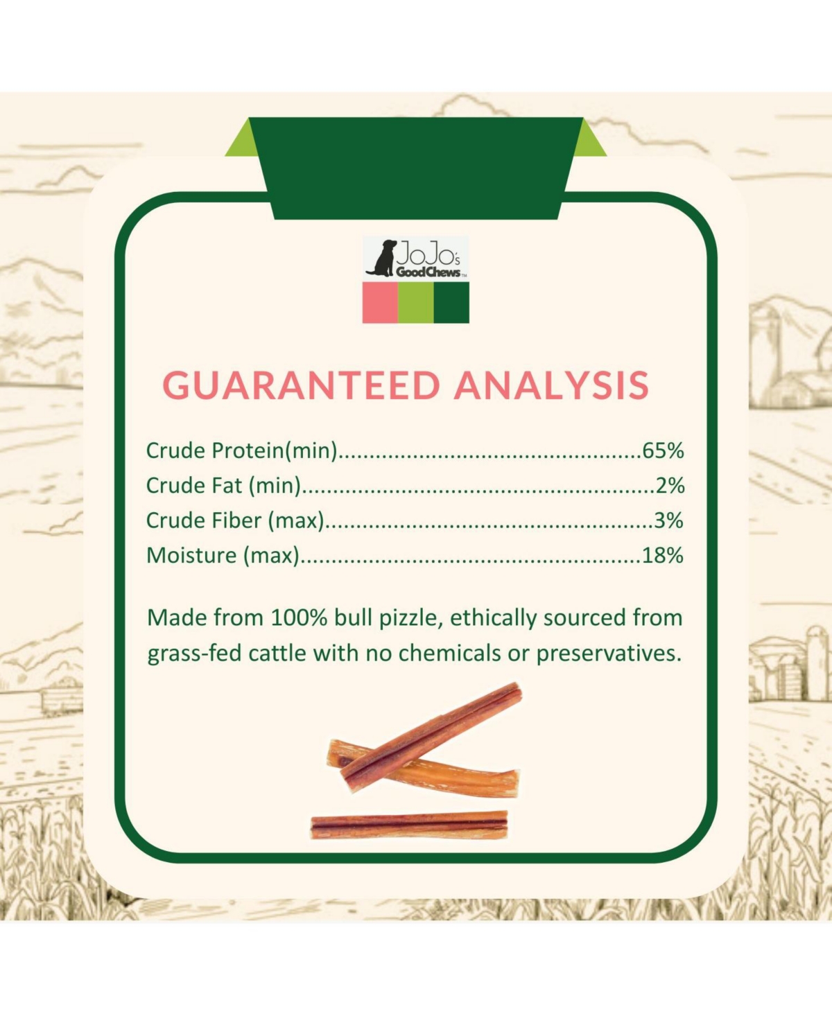 JoJo Modern Pets All-Natural Beef Bully Stick Dog Treats, Premium Snack, High Protein & Long-Lasting Chews – 6" Thick (3-Pack)