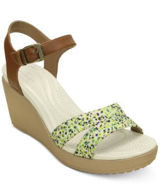 crocs women's leigh ii adjustable ankle strap wedge comfort sandal