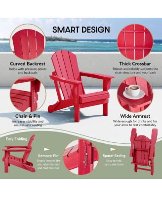 All-Weather Contoured Outdoor Poly Folding Adirondack Chair (Set of 8)