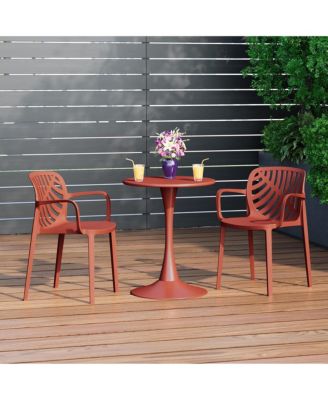 3-Piece Outdoor Indoor Metal Patio Dining Table Set With Stackable Patio Chairs