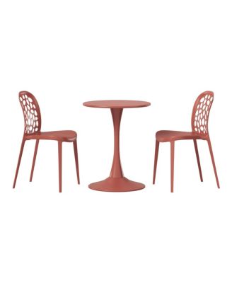 3-Piece Outdoor Indoor Metal Patio Dining Table Set With Stackable Polypropylene Patio Side Chairs