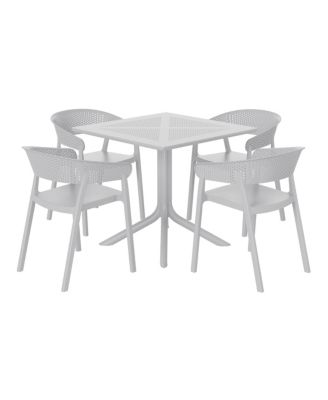 5-Piece Modern Patio Square Dining Table Set with Stackable Patio Dining Chairs