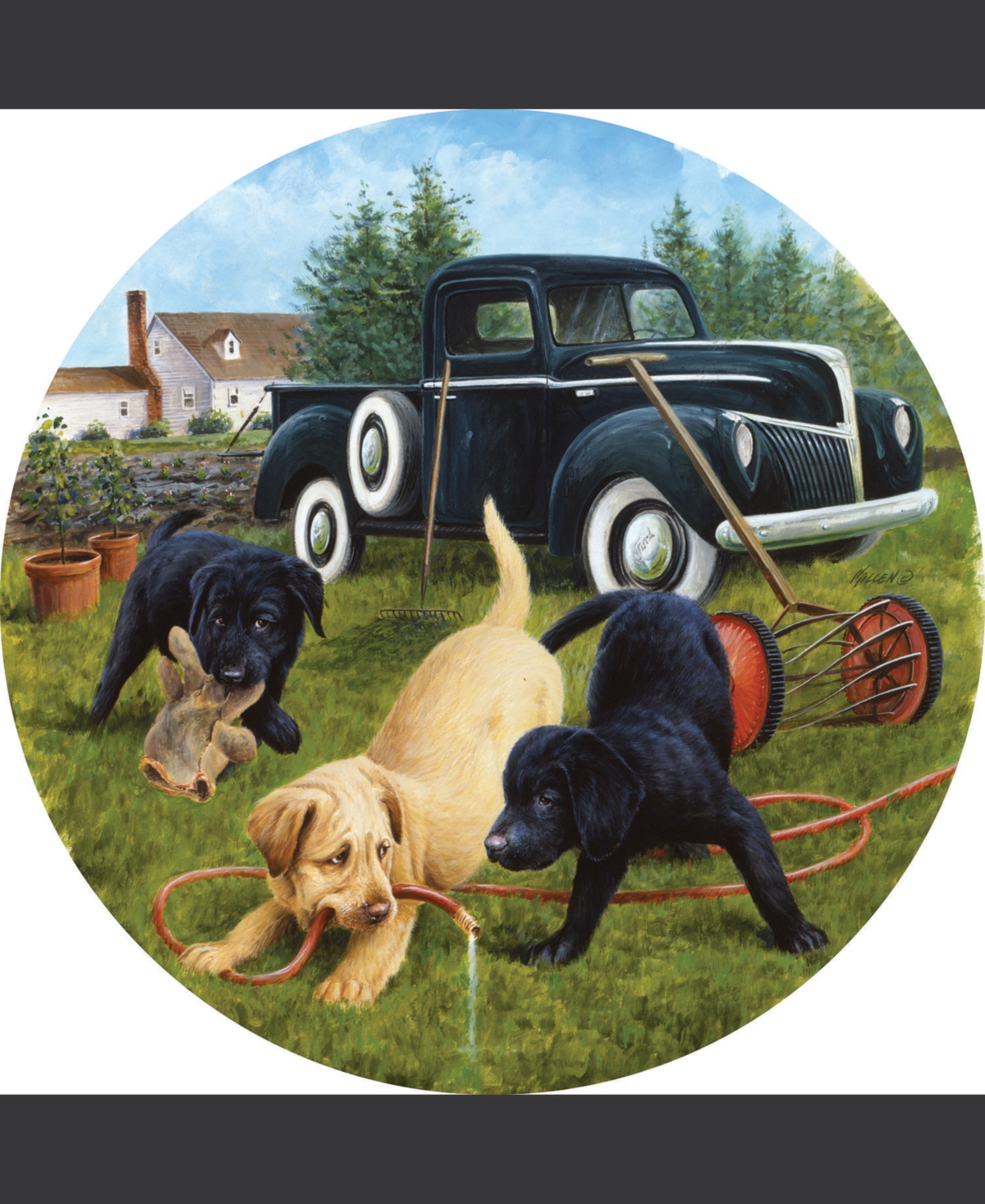 SunsOut Garden Helpers 500 piece Jigsaw Puzzle for Adults Round