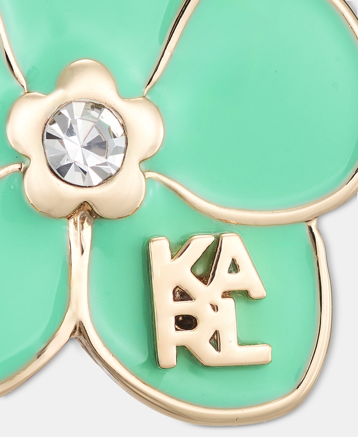 Karl Lagerfeld Paris Gold-Tone Enamel Flower Logo Drop Earrings