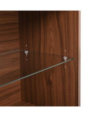 Walnut Closet Island with Drawers, Glass Top, Shelves & Jewelry Storage