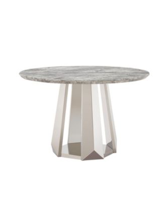 47" Round Faux Marble Stainless Steel Base Dining Table