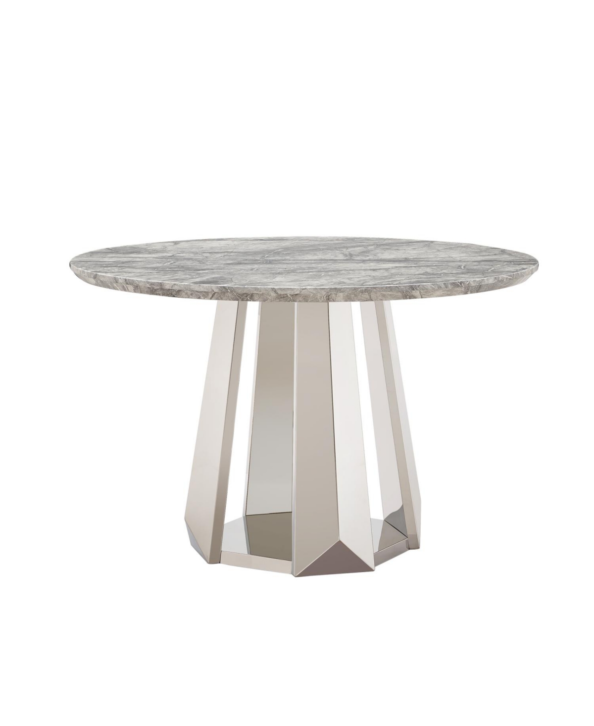 Streamdale Furniture 47" Round Faux Marble Stainless Steel Base Dining Table