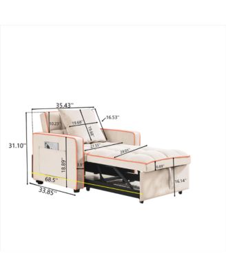 3-in-1 Creamy Modern Chair Bed