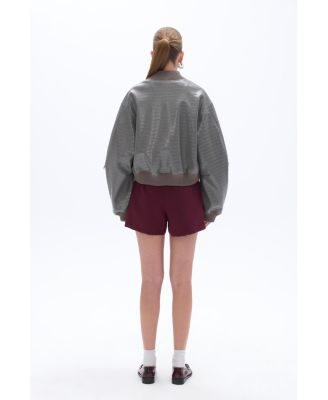 Women's Faux Leather Bomber Jacket