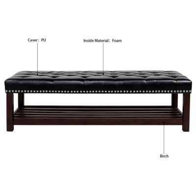 Wooden Base Upholstered Bench for Bedroom for Entryway