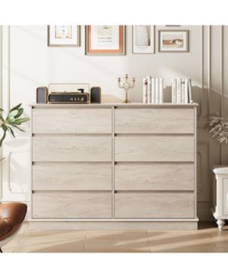 8 Drawer Dresser for Bedroom, Wide Wooden Chest of Drawers with Wide Top