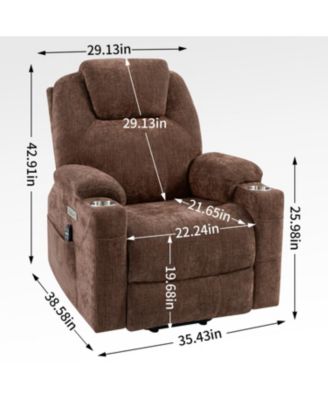Chenille Power Lift Recliner Massage & Heat USB Cup Holders