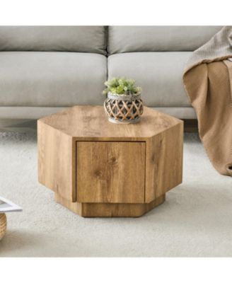 Hexagonal Coffee Table with Drawers