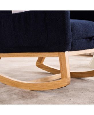 Navy Blue Rocking Chair with Footrest & Pocket