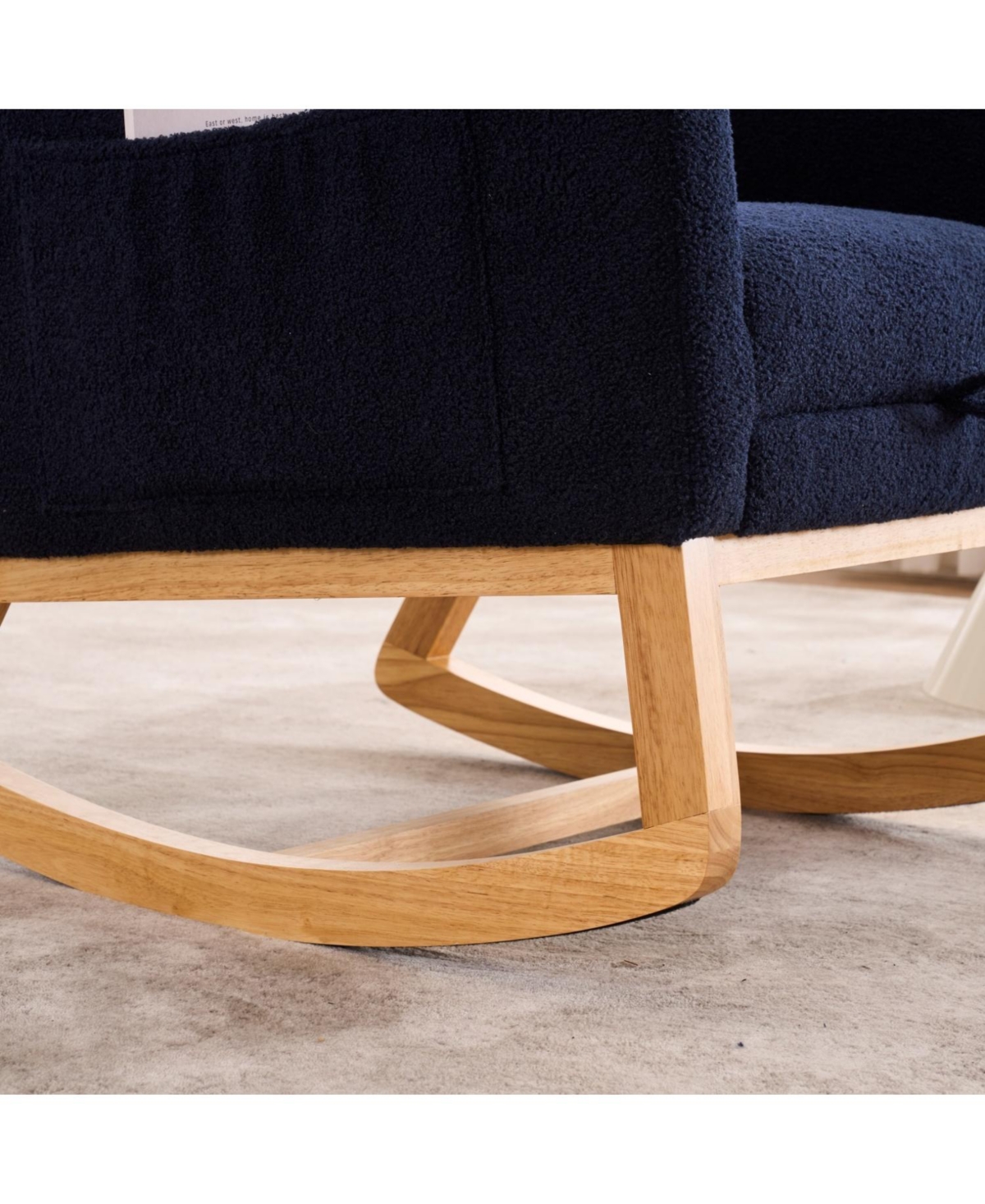 Streamdale Furniture Navy Blue Rocking Chair with Footrest & Pocket