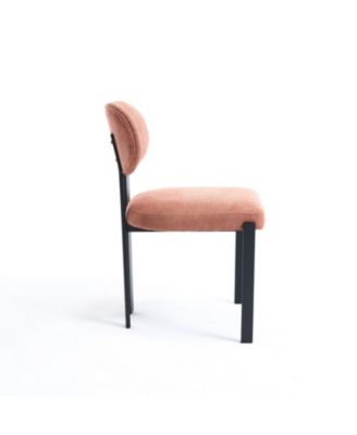 Boucle Dining Chairs Set of 2 Black Metal Legs