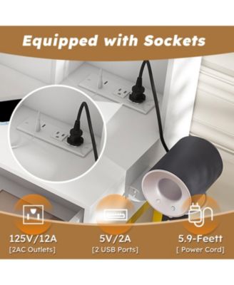 Makeup Vanity with LED Lights, Power Outlet, Drawers & Chair (White