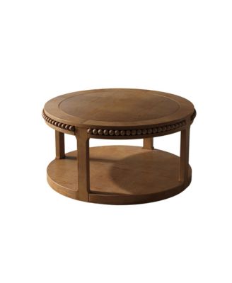 31.5" Round Wood Coffee Table - Two-Tier, Sturdy Legs