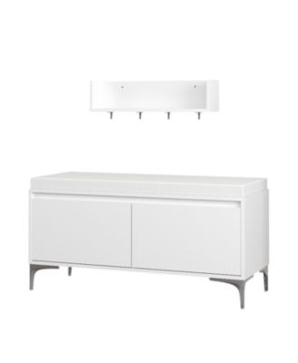 Streamdale Entryway Shelf with Hooks, Bench & Shoe Cabinet Set