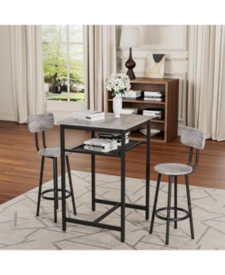 Bar table, equipped with 2 bar stools, with backrest and partition