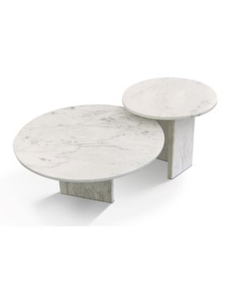 Streamdale White Marble Coffee Table Set - Living Room Tables