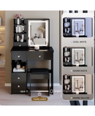 LED Mirror Vanity Table with Stool