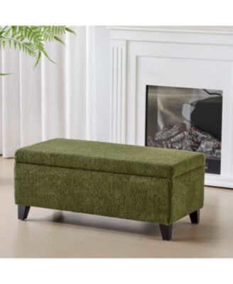  Green Boucle Storage Ottoman with Flip-Top Lid