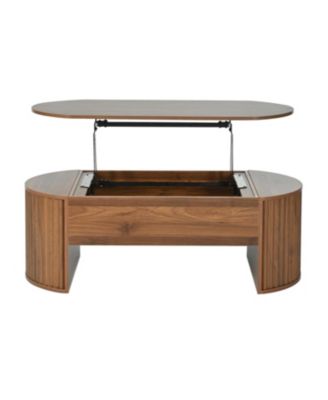 47.2" Lift Top Coffee Table w/ Hidden Compartment, Modern Oval Table