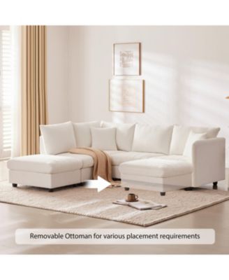 + 6-Piece + Fabric Upholstery + Modular Design with Ottoman & Pillows + Sectional Sofa