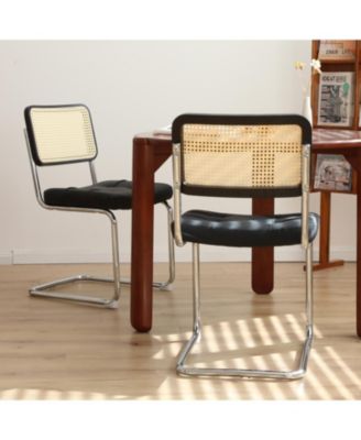 Faux Leather Rattan Accent Chairs (Set of 2), Breuer-Designed