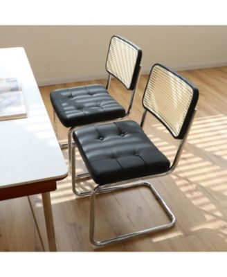 Faux Leather Rattan Accent Chairs (Set of 2), Breuer-Designed