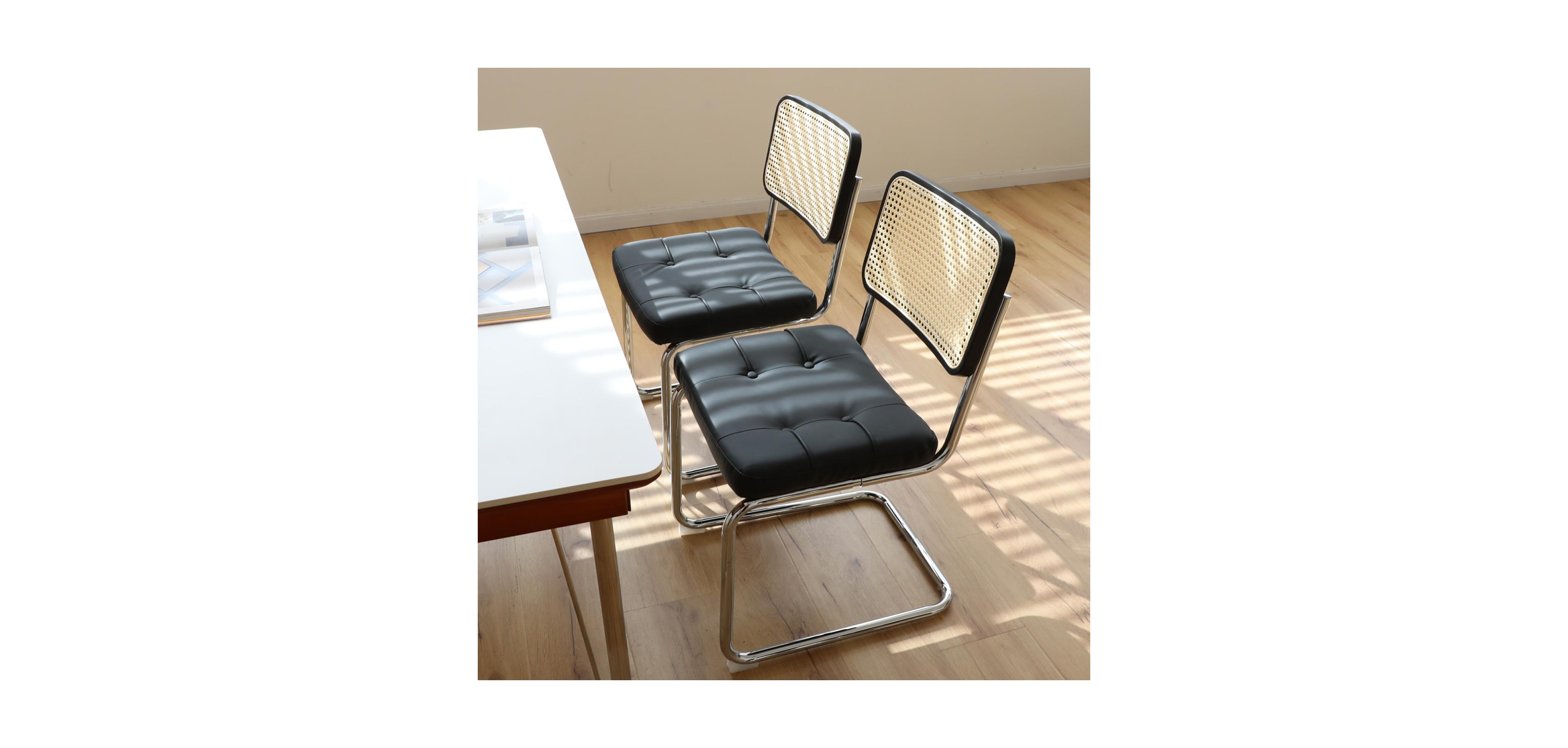 Streamdale Furniture Faux Leather Rattan Accent Chairs (Set of 2), Breuer-Designed