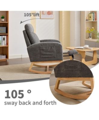 Teddy Rocking Chair with Wood Legs & Side Pocket