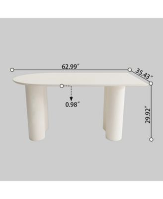 Streamdale 63" Cream MDF Dining Table & PU Chair Set, Black Metal Legs