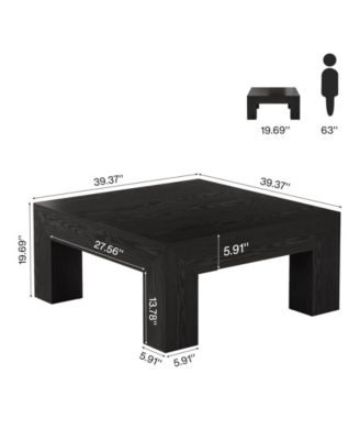 39.4-Inch Square Coffee Table for Living Room, Farmhouse All MDF Accent Center Cocktail Table