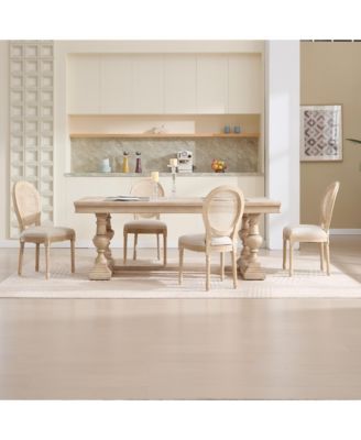 French Country Rattan Back Dining Chairs - Set of 2