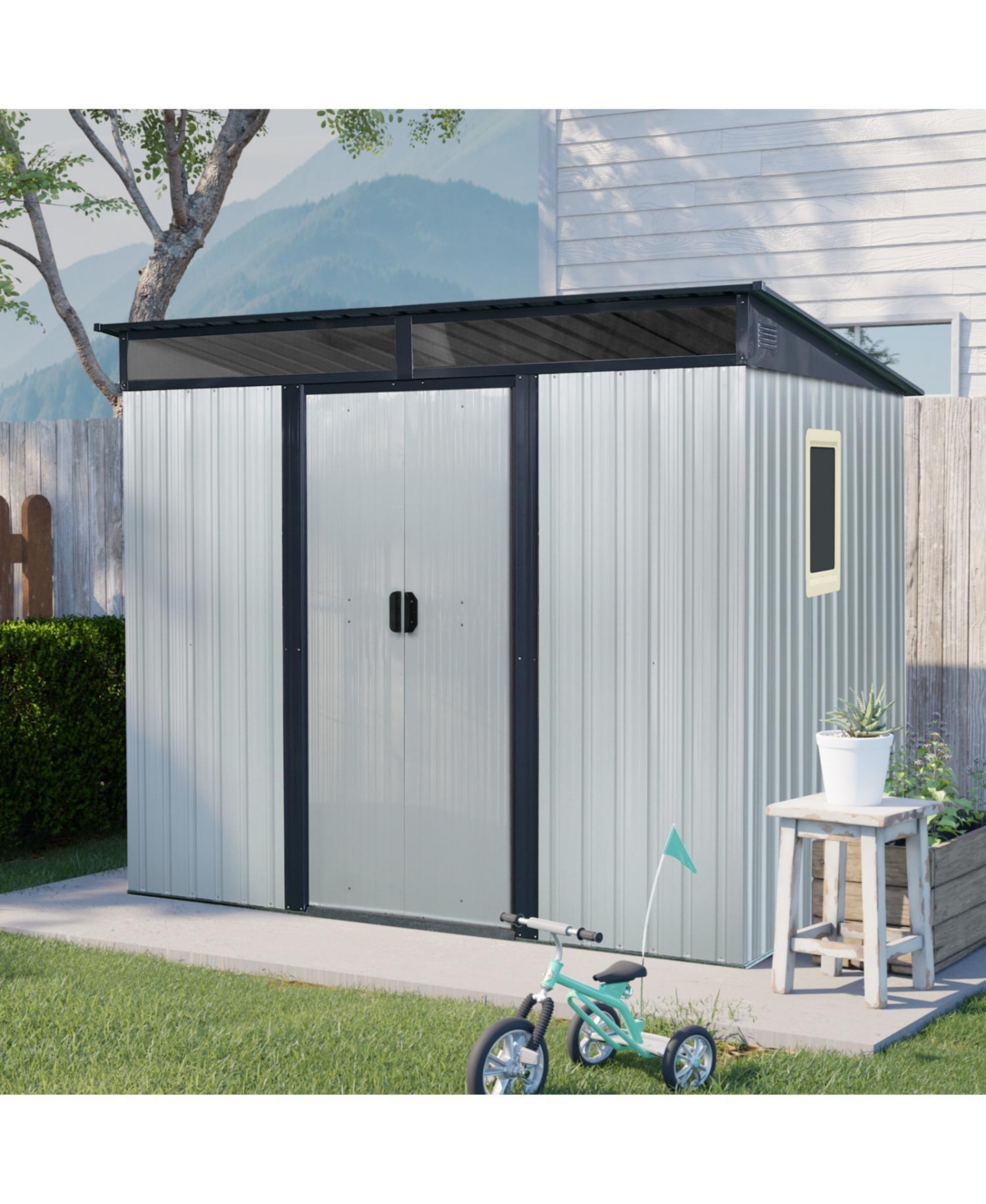 Streamdale Furniture 8' x 6' Outdoor Metal Storage Shed