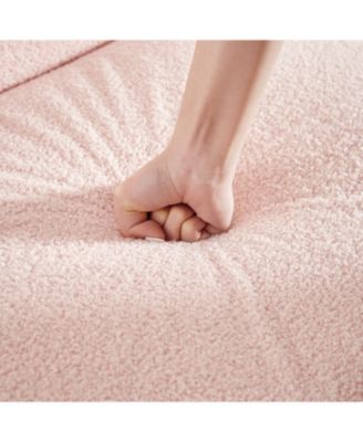 Teddy Upholstered Loveseat Sofa Bed with Adjustable Back - Pink