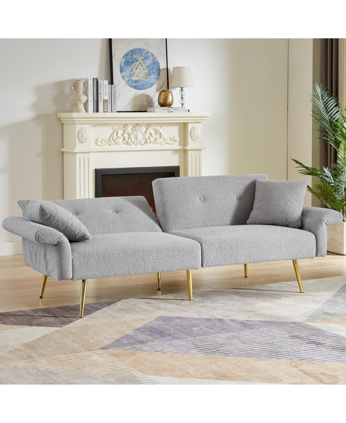 Streamdale Furniture Teddy Upholstered Loveseat Sofa Bed with Adjustable Back