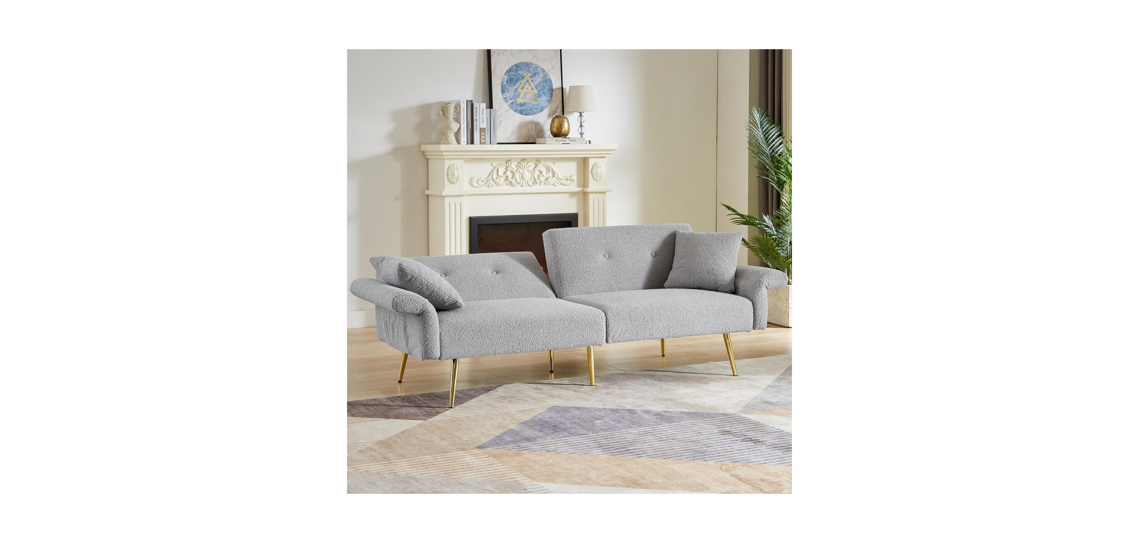 Streamdale Furniture Teddy Upholstered Loveseat Sofa Bed with Adjustable Back - Grey