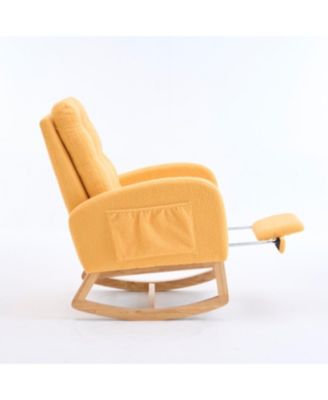 Yellow Accent Rocking Chair with Footrest