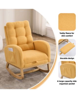 Yellow Accent Rocking Chair with Footrest
