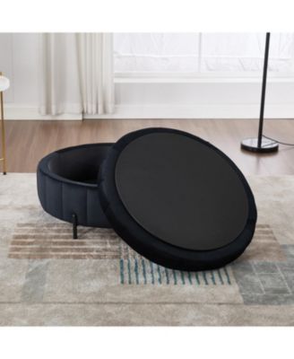 31.5" Velvet Storage Ottoman - Black