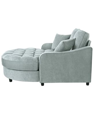 55" Modern Chaise Lounge Sofa Bed, Tufted, Misty Green